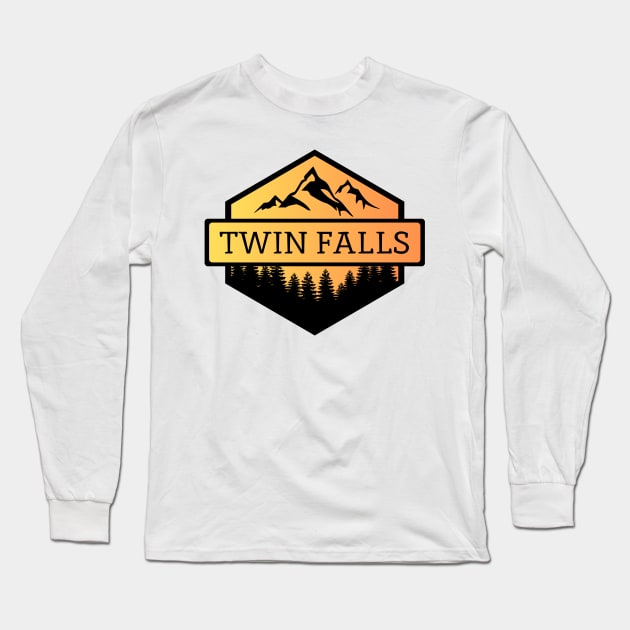 Twin Falls Idaho Mountains and Trees Long Sleeve T-Shirt by B & R Prints